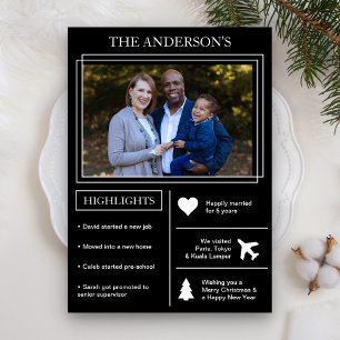 Year in Review   Black Christmas Infographic Holiday Card