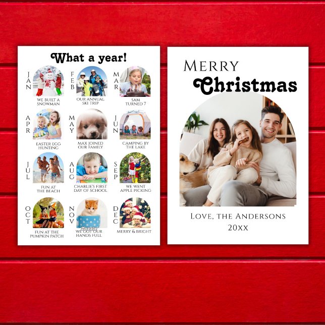 Year in Review Boho Arch Family Photo Christmas  Holiday Card (Creator Uploaded)