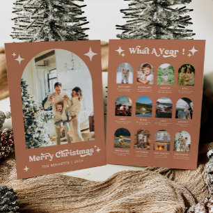Year In Review Boho Arch Photo Christmas Card