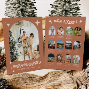 Year In Review Boho Happy Holidays Photo Holiday Card