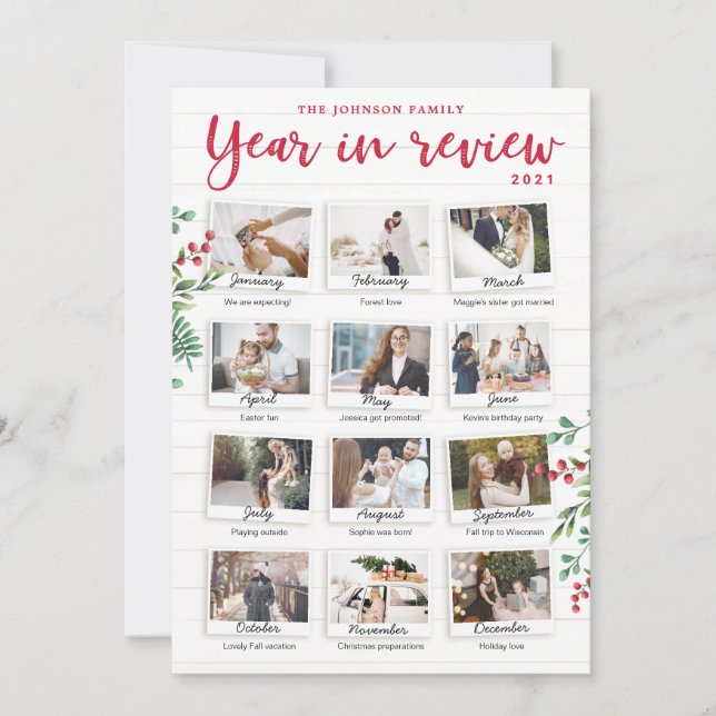 Year in Review Christmas Card Monthly Photos (Front)