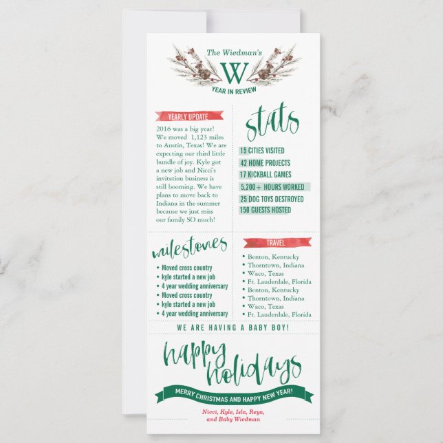 Year in Review Christmas Cards with Photos (Front)