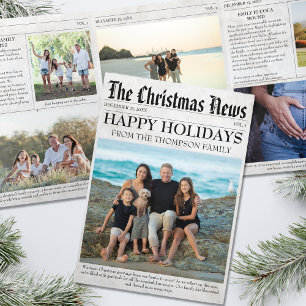 Year In Review Christmas Newspaper Family Photo Tri-Fold Holiday Card