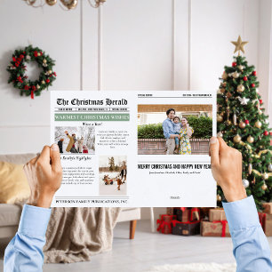 Year In Review Christmas Newspaper Multi Photo Holiday Card