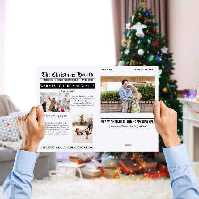 Year In Review Christmas Newspaper Multi Photo Holiday Card (Creator Uploaded)