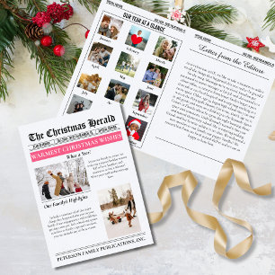 Year In Review Christmas Newspaper Multi Photo Holiday Card