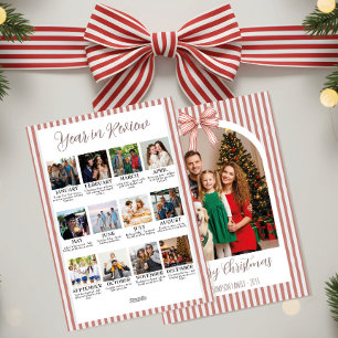 Year in Review Christmas with Arch Photo & Red Bow Holiday Card