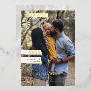 Year in Review Family Photos Year Full of Memories Foil Holiday Card