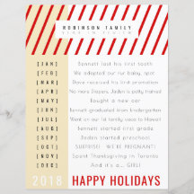 Year in review holiday letter candy cane stripe
