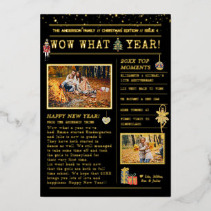 Year in Review Letter   Family Christmas Flyer Foil Holiday Card