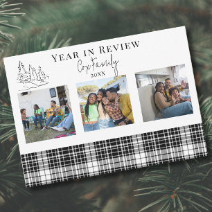 Year in Review Minimalist Black and White Photo Holiday Card