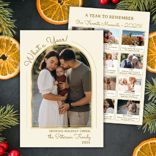 Year in Review Modern Gold Arch Photo Collage Holiday Card