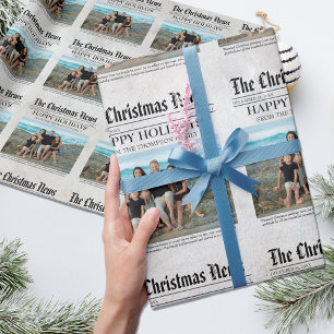 Year In Review Newspaper Personalised Christmas Wrapping Paper