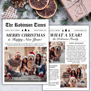 Year in Review Newspaper Unique Christmas 3 Photo Holiday Card
