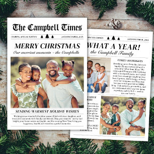 Year in Review Newspaper Unique Christmas 3 Photo Holiday Card