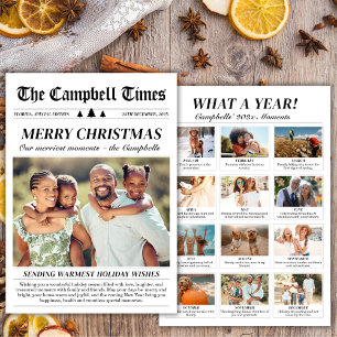 Year in Review Newspaper Unique Christmas Photo  Holiday Card
