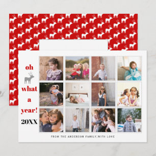 Year in review Oh deer what a year red photo Holiday Card