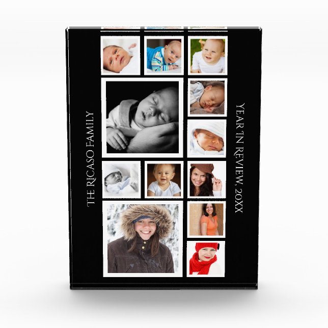 Year In Review Unique Custom Personalised 12 Image Photo Block (Front)