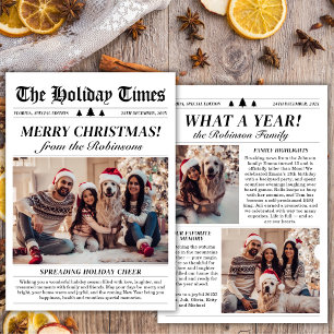 Year in Review Unique Newspaper Christmas 3 Photo Holiday Card