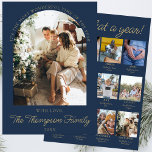 Year In Review What A Year Photo Christmas Collage Holiday Card<br><div class="desc">Capture the essence of your year with our Navy Blue and Gold Year In Review What A Year Photo Christmas Collage Holiday Card. This elegant holiday card features a sophisticated navy blue background accented with luxurious gold details, creating a stunning canvas for showcasing your favourite family moments. Designed as both...</div>