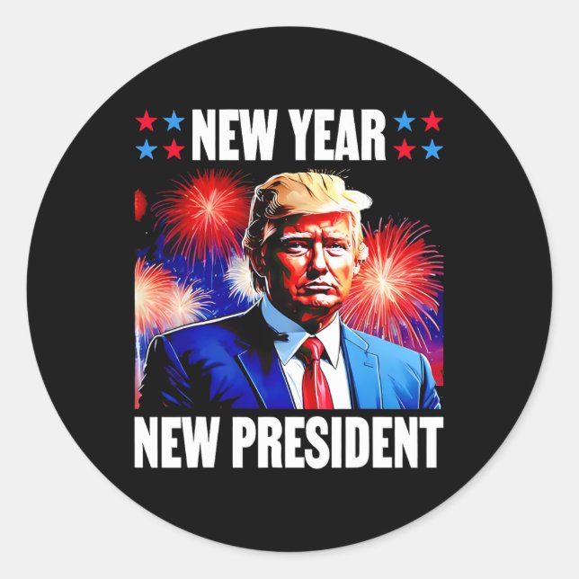 Year New President Trump 2024  Classic Round Sticker (Front)