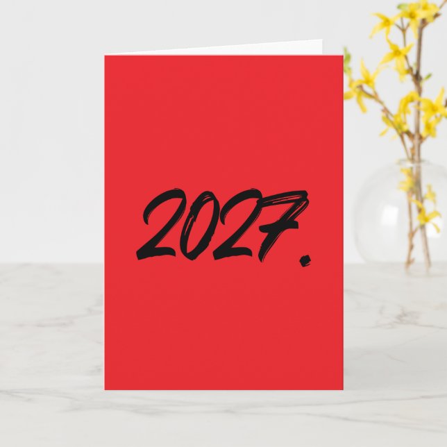 Year Of 2027 Paint Ink Brush Typography Card (Yellow Flower)