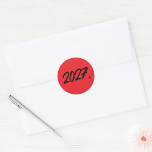 Year Of 2027 Paint Ink Brush Typography Classic Round Sticker