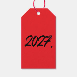 Year Of 2027 Paint Ink Brush Typography Gift Tags