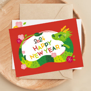 Year Of Dragon Chinese New Year 2024 Holiday Postcard