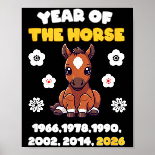 Year Of Horse Cute Zodiac Animal 2026 Design Poster