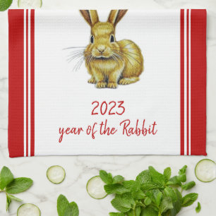 Year of Rabbit Chinese New Year 2023 Zodiac Tea Towel
