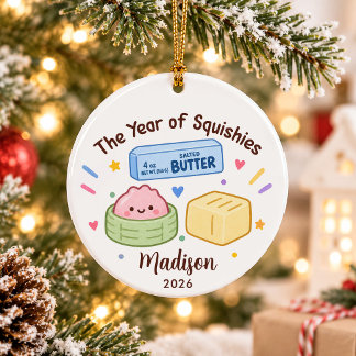 Year of Squishies Kids Christmas Ceramic Ornament