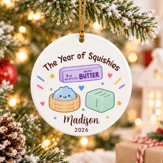 Year of Squishies Kids Christmas Ceramic Ornament