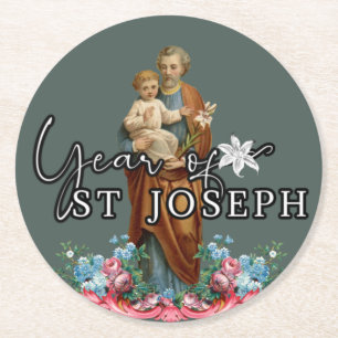 YEAR OF ST. JOSEPH CATHOLIC RELIGIOUS ROUND PAPER COASTER