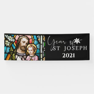 Year of St. Joseph Stained Glass Religious Jesus Banner