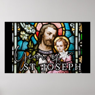 Year of St. Joseph Stained Glass Religious Jesus Poster