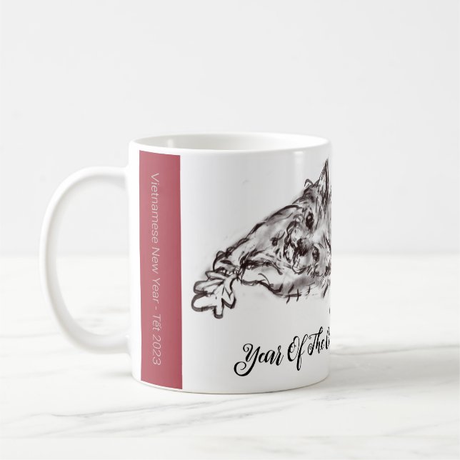 Year Of The Cat Kitty Ink Drawing Mug (Left)