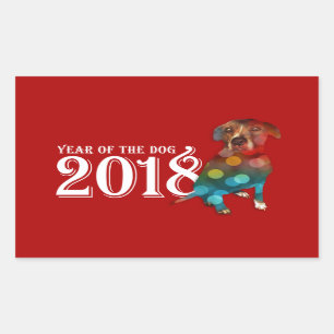 Year of the Dog 2018 Double Exposure Rectangular Sticker