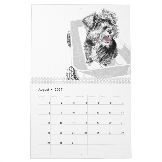 Year of the dog calendar of dog drawings (Aug 2027)