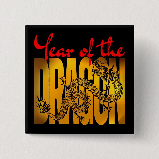 Year of the Dragon 15 Cm Square Badge (Front)