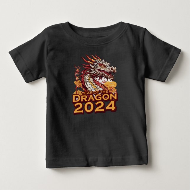 Year of the dragon 2024 baby black T-Shirt, Dragon T-Shirt (Front)
