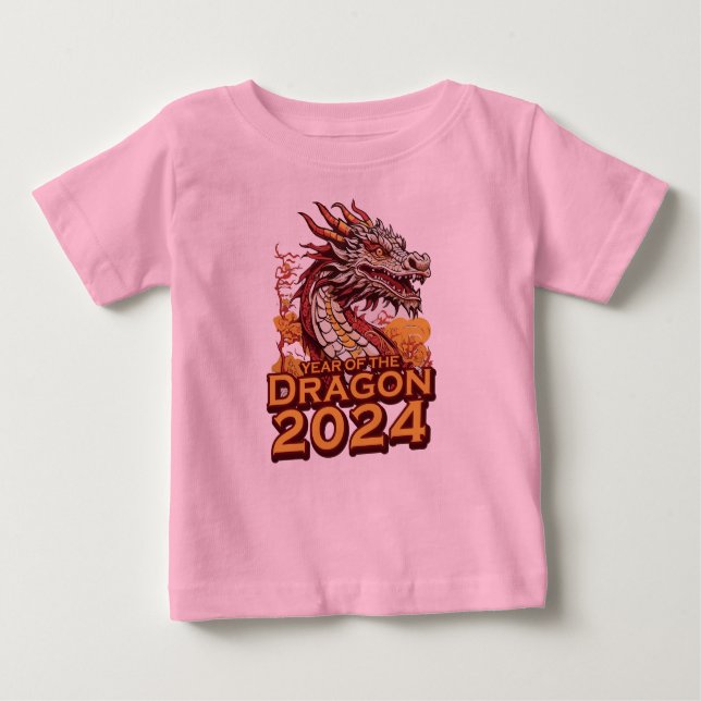 Year of the dragon 2024 baby pink T-Shirt, Dragon Baby T-Shirt (Front)
