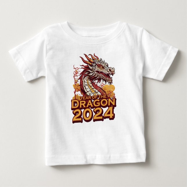Year of the dragon 2024 baby white Shirts, Dragon Baby T-Shirt (Front)