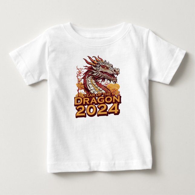 Year of the dragon 2024 baby white Shirts, Dragon T-Shirt (Front)