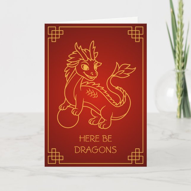 Year of the Dragon 2024 Chinese Zodiac Blank Card (Front)