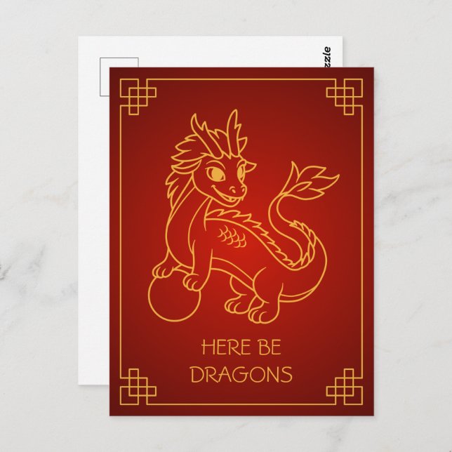 Year of the Dragon 2024 Chinese Zodiac Postcard (Front/Back)