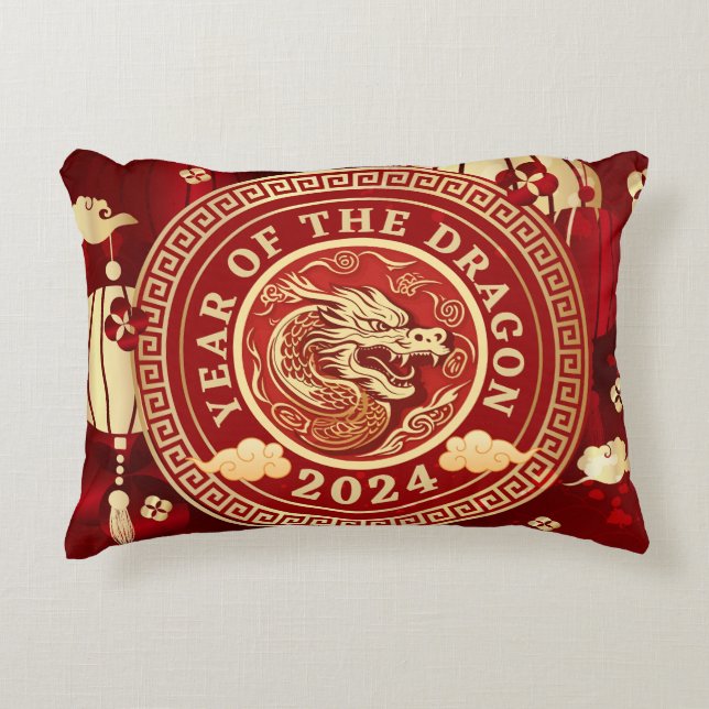 Year of the Dragon 2024 | Chinese Zodiac Sign Decorative Cushion (Front)