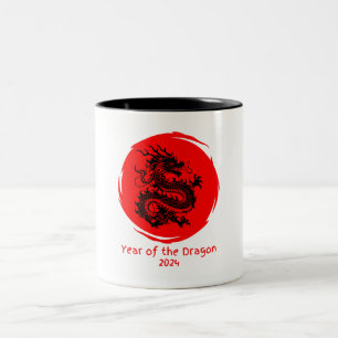 Year of the Dragon 2024 in Red Moon Two-Tone Coffee Mug