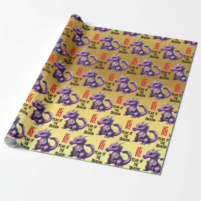Year of the Dragon 2024 wrap Wrapping Paper (Unrolled)