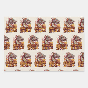 Year of the dragon 2024 wrapping papers, Dragon Wrapping Paper Sheet